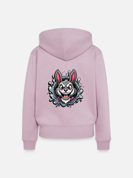 crazy easter bunny - Frauen Premium Bio Zip Hoodie - Altrosa