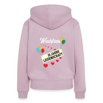 Wachfrau 10 Jahre Jubiläum 10 jähriges Jubi Schutz - Frauen Premium Bio Zip Hoodie - Altrosa - Hinten - Julia (174cm)