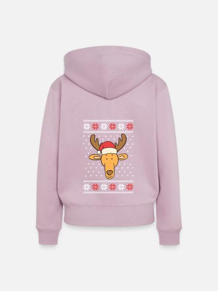 Cute Reindeer - Frauen Premium Bio Zip Hoodie - Altrosa
