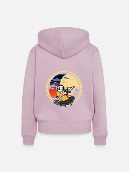 Halloween Skeleton Gamer Playing Videogame - Frauen Premium Bio Zip Hoodie - Altrosa