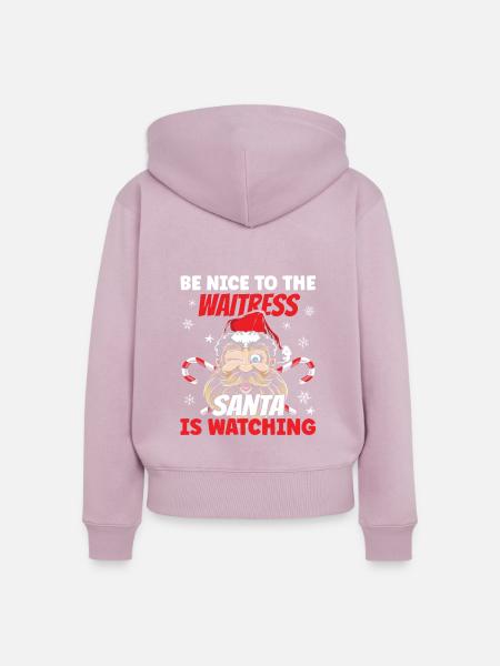 Waitress Santa Is Watching - Frauen Premium Bio Zip Hoodie - Altrosa