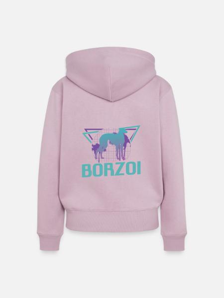 Retro Barsoi-Hundeliebhaber - Frauen Premium Bio Zip Hoodie - Altrosa