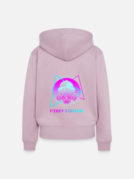 Retro Feuerwehr Brandbekämpfung - Frauen Premium Bio Zip Hoodie - Altrosa