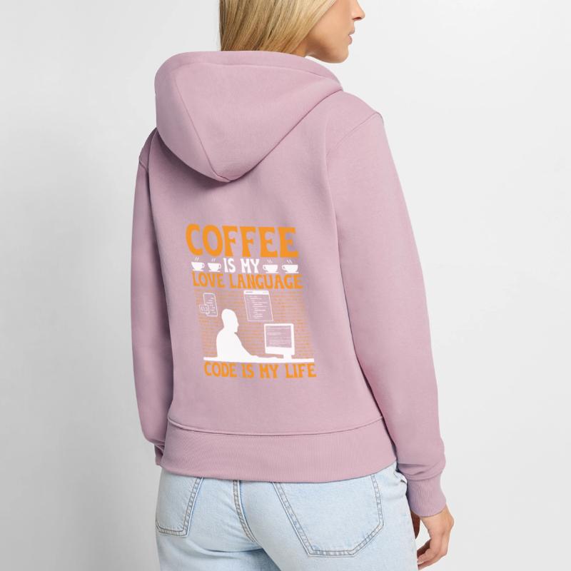 Kaffee-Codierung Programmierer Programmierer Entwickler Nerd Coff Frauen Premium Bio Zip Hoodie
