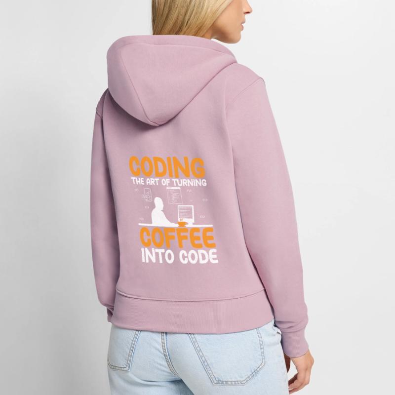 Kaffee-Codierung Programmierer Programmierer Entwickler Nerd Coff Frauen Premium Bio Zip Hoodie