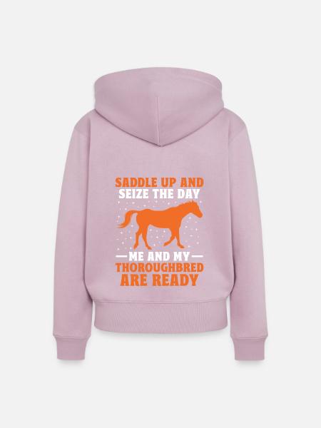 Vollblut Pferderennen Reiten Reiterpferde - Frauen Premium Bio Zip Hoodie - Altrosa