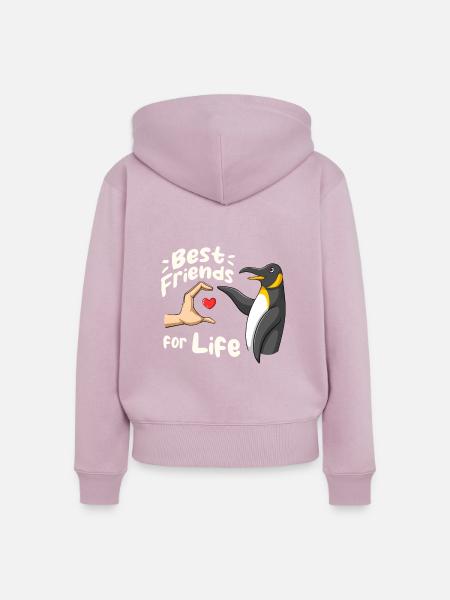 Pinguin-Liebhaber Freund Pinguine - Frauen Premium Bio Zip Hoodie - Altrosa