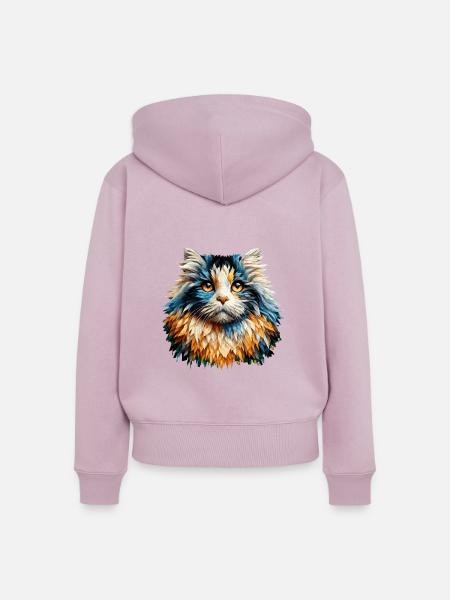 Polygon Art American Curl - Frauen Premium Bio Zip Hoodie - Altrosa