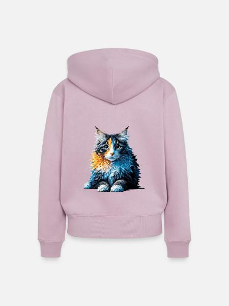 Polygon Art American Curl - Frauen Premium Bio Zip Hoodie - Altrosa