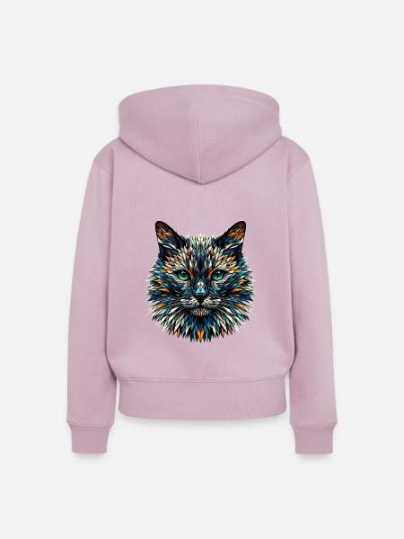 Polygon Art Bombay Katze - Frauen Premium Bio Zip Hoodie - Altrosa