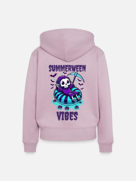 Summerween Vibes mit Sensenmann - Frauen Premium Bio Zip Hoodie - Altrosa