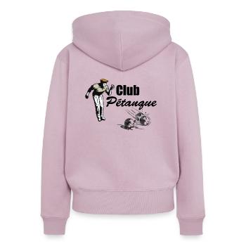 PETANQUE - Sweat à capuche zippé Premium bio Femme - rose poudré - Dos - Julia (174cm)