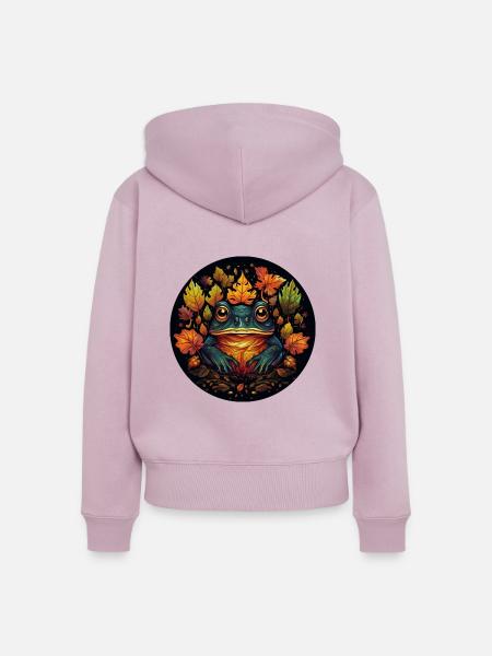 Frosch aus Herbstblättern - Frauen Premium Bio Zip Hoodie - Altrosa