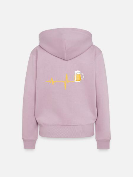 Heartbeat Bier Geschenk - Frauen Premium Bio Zip Hoodie - Altrosa