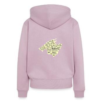 Mallorca Wordcloud Island Holidays Sun - Women's Premium Organic Zip Hoodie - dusky pink - Back - Julia (174cm)