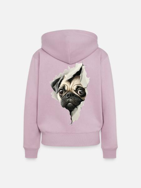 Mops - Frauen Premium Bio Zip Hoodie - Altrosa
