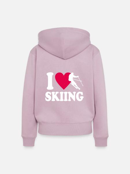 I love Skiing - Frauen Premium Bio Zip Hoodie - Altrosa