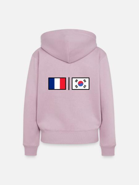France - Korea - Frauen Premium Bio Zip Hoodie - Altrosa