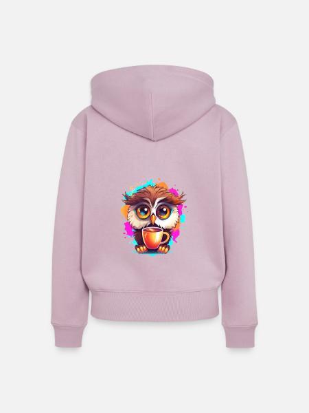 Niedliche Wachsame Eule | Nachtschwärmer Eule - Frauen Premium Bio Zip Hoodie - Altrosa
