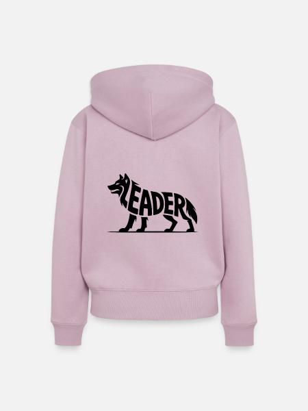 Anführer - Moivational Wolf Logo - Frauen Premium Bio Zip Hoodie - Altrosa