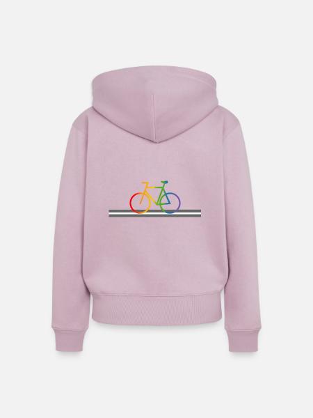 Strasse Regenbogen Fahrrad - Frauen Premium Bio Zip Hoodie - Altrosa