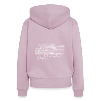 Rock in white - Women's Premium Organic Zip Hoodie - dusky pink - Back - Julia (174cm)