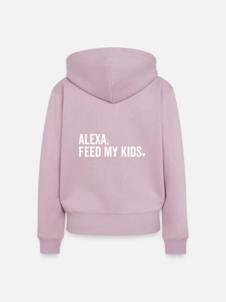 Alexa füttern meine Kinder - Frauen Premium Bio Zip Hoodie - Altrosa
