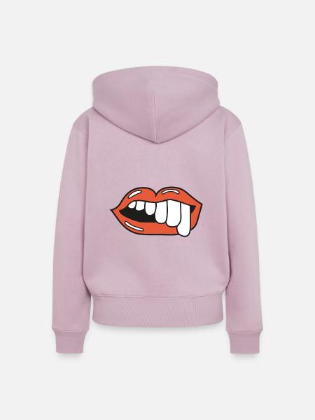 teeth lips ugly illustration - Frauen Premium Bio Zip Hoodie - Altrosa