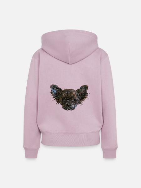 Chihuahua Gesicht - Frauen Premium Bio Zip Hoodie - Altrosa