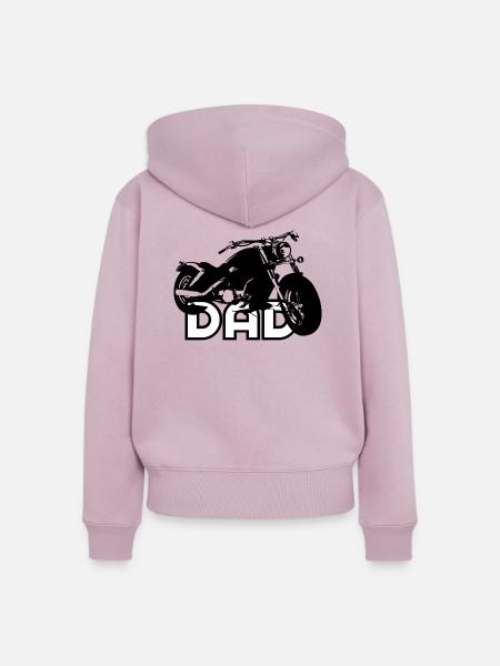 Biker DAD Black/White Motorcycle - Frauen Premium Bio Zip Hoodie - Altrosa