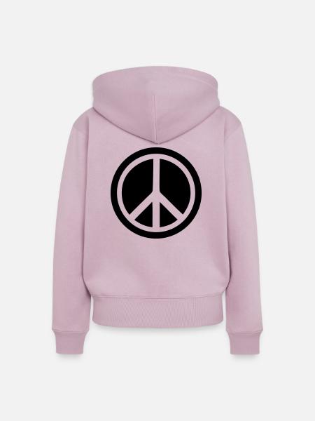 peace Zeichen Frieden Friedensbewegung - Frauen Premium Bio Zip Hoodie - Altrosa