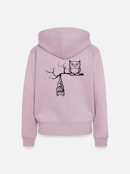 halloween eule fledermaus nacht - Frauen Premium Bio Zip Hoodie - Altrosa