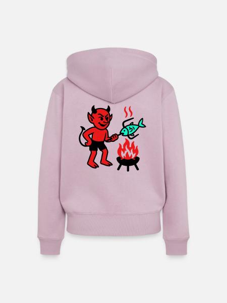 Devil with Fish - Frauen Premium Bio Zip Hoodie - Altrosa