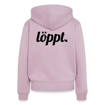 löppt - Frauen Premium Bio Zip Hoodie - Altrosa - Hinten - Julia (174cm)