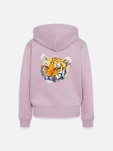 Tiger großkatze tier - Frauen Premium Bio Zip Hoodie - Altrosa