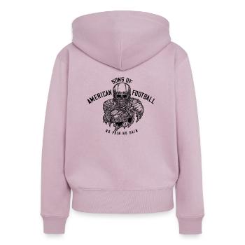 PAS DE DOULEUR SANS GAIN SONS OF FOOTBALL AMÉRICAIN - Sweat à capuche zippé Premium bio Femme - rose poudré - Dos - Julia (174cm)