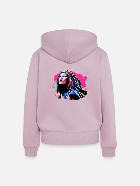Indianische Frau - Frauen Premium Bio Zip Hoodie - Altrosa
