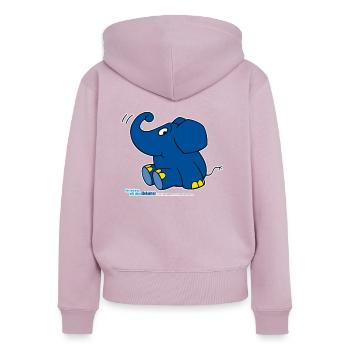 Der Elefant - sitzend - Frauen Premium Bio Zip Hoodie - Altrosa - Hinten - Julia (174cm)