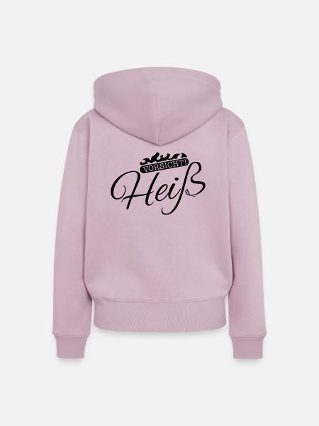 vorsicht_heiss_se1 - Frauen Premium Bio Zip Hoodie - Altrosa
