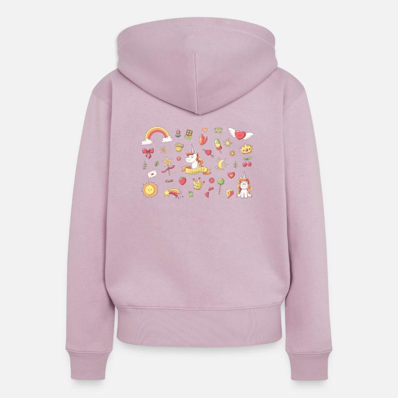 Set Einhorn Querformat - Sweat à capuche zippé Premium bio Femme - rose poudré