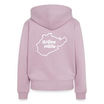 Enfer vert - Sweat à capuche zippé Premium bio Femme - rose poudré - Dos - Julia (174cm)