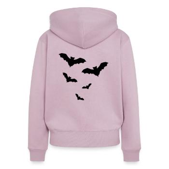 Chauves-souris - Sweat à capuche zippé Premium bio Femme - rose poudré - Dos - Julia (174cm)