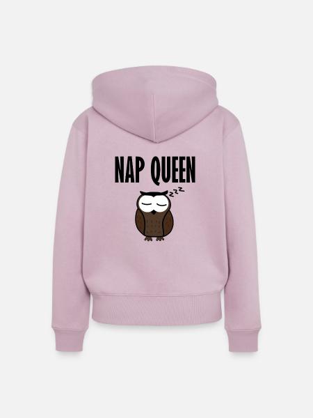Nap Queen Eule Owl - Frauen Premium Bio Zip Hoodie - Altrosa