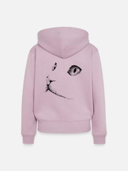 Katzenkopf 1- Katzengesicht - Frauen Premium Bio Zip Hoodie - Altrosa