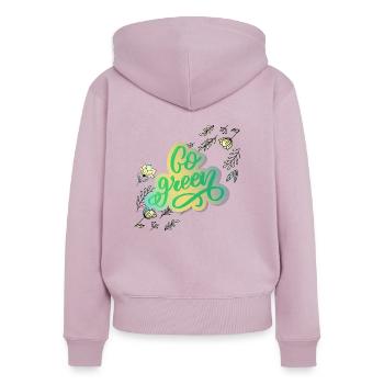 passer au vert - Sweat à capuche zippé Premium bio Femme - rose poudré - Dos - Julia (174cm)