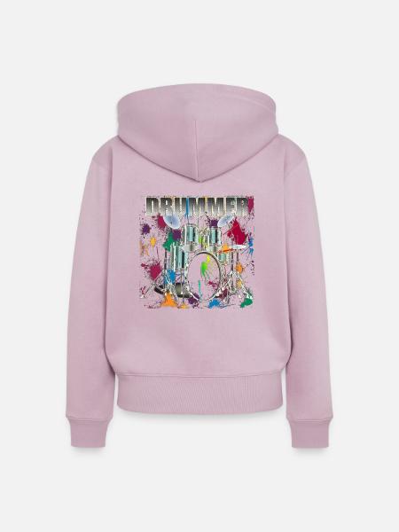 Drummer Art Design Silver Text - Frauen Premium Bio Zip Hoodie - Altrosa