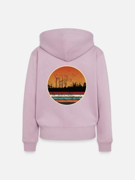 Windpark im Sonnenuntergang - Windkraft - Frauen Premium Bio Zip Hoodie - Altrosa