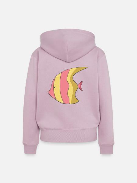 Fisch gestreift - Frauen Premium Bio Zip Hoodie - Altrosa