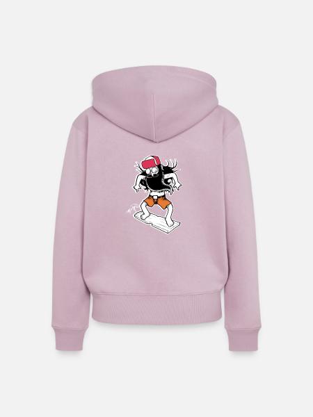 Hippie Surfer (dunkler Hintergrund) - Frauen Premium Bio Zip Hoodie - Altrosa