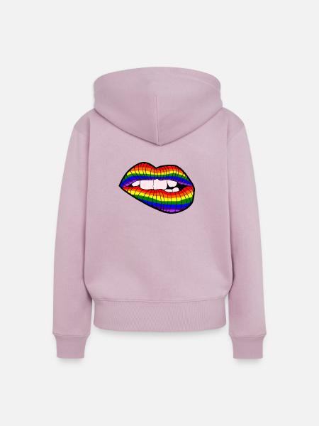 LipBite Rainbow - Frauen Premium Bio Zip Hoodie - Altrosa